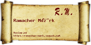 Ramacher Márk névjegykártya